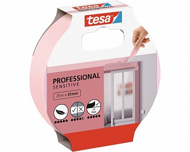 Лента малярная Tesa Professional Sensitive для деликатных поверхностей 25 мм х 25 м розовая (56260) купить по цене 741.80 руб. в Москве. Самовывоз или доставка в день заказа.