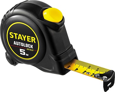Рулетка 5 м х 25 мм, STAYER AutoLock, с автостопом купить по цене 383 руб. в Москве. Самовывоз или доставка в день заказа.