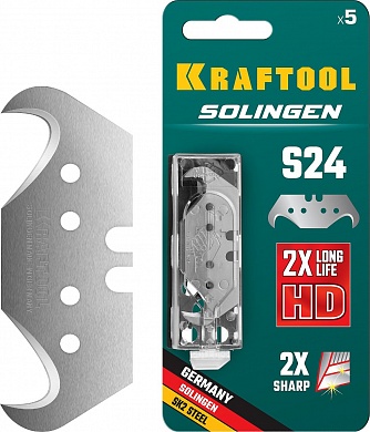 Лезвия крюковидные KRAFTOOL Solingen S24 (5 шт/уп) купить по цене 367.20 руб. в Москве. Самовывоз или доставка в день заказа.