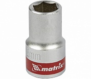 Головка торцевая шестигранная 12 мм CrV, под квадрат 1/2", хромированная Matrix купить по цене 100.30 руб. в Москве. Самовывоз или доставка в день заказа.