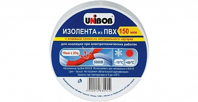Изолента ПВХ UNIBOB белая 19мм 20м купить по цене 84.40 руб. в Москве. Самовывоз или доставка в день заказа.