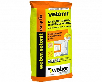Клей плиточный Vetonit easy fix 25кг купить по цене 240 руб. в Москве. Самовывоз или доставка в день заказа.